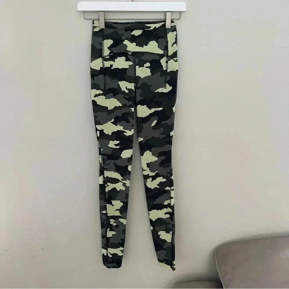 Lululemon Swift‎ Speed HR Tight 28” Luxtreme LW5CY4S HCCG Neon Green Camo Size 2